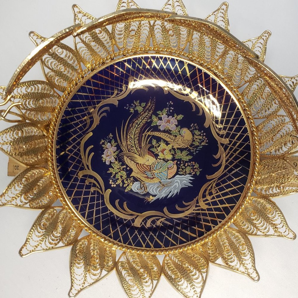 Cobalt Blue T M Seckin Limoges 24kG Brass Filigree